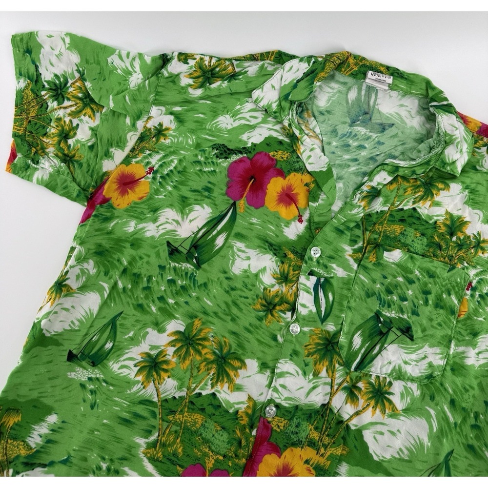 Beachwear Hawaiian‎ Shirt Men's Size L 100% Rayon Floral Tropical Beach Aloha - Picture 2 of 9